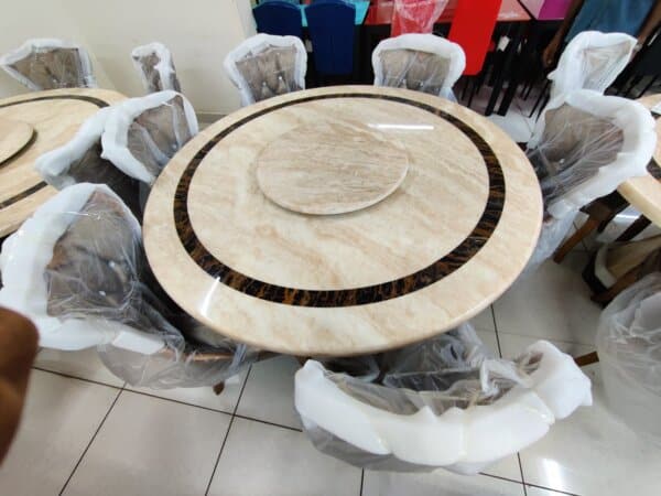 1+6 MARBLE DINING TABLE -2 - Image 2